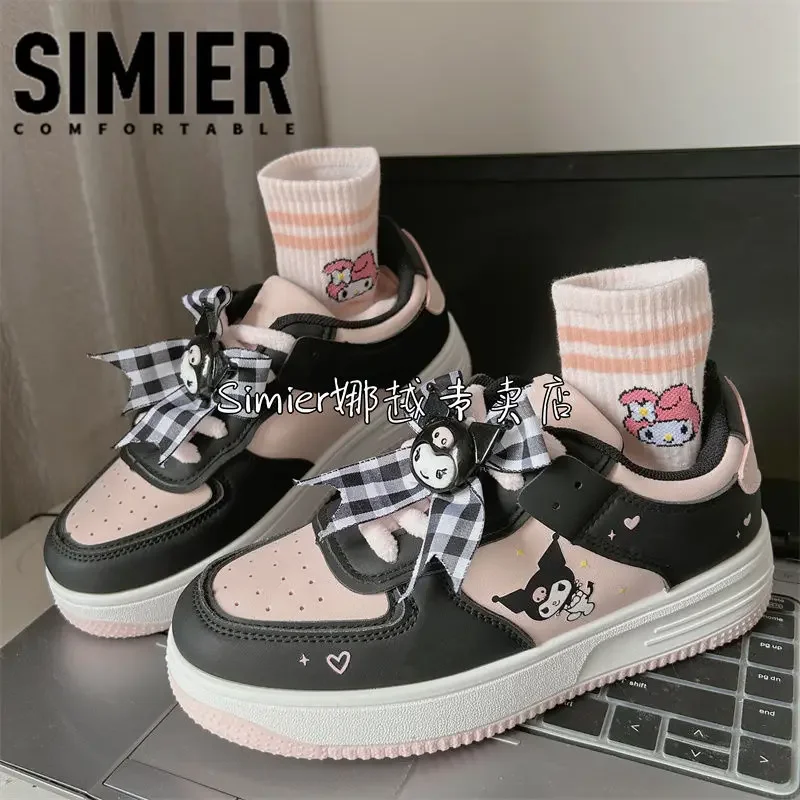 Sanrios Kawaii Anime Kuromi Cute Cartoon Sweet Cool Sports Board Shoes Women's New Niche Design Trendy Shoes Birthday Gift