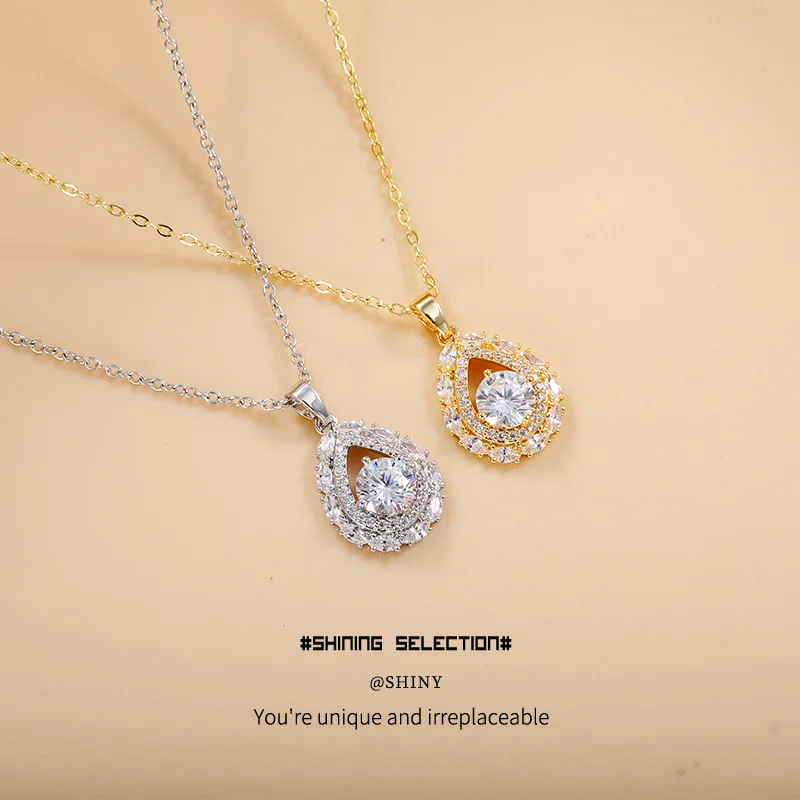 Women's 2-piece Water Drop Zircon High End Earnail Necklace, Light Luxury, High End, Small Specialty Jewelry Jewelry Accessories