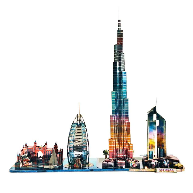 

3D Metal Puzzle Assembling Model World style city skyline building street scene Jigsaw DIY Model Building Kits Toys for Adults