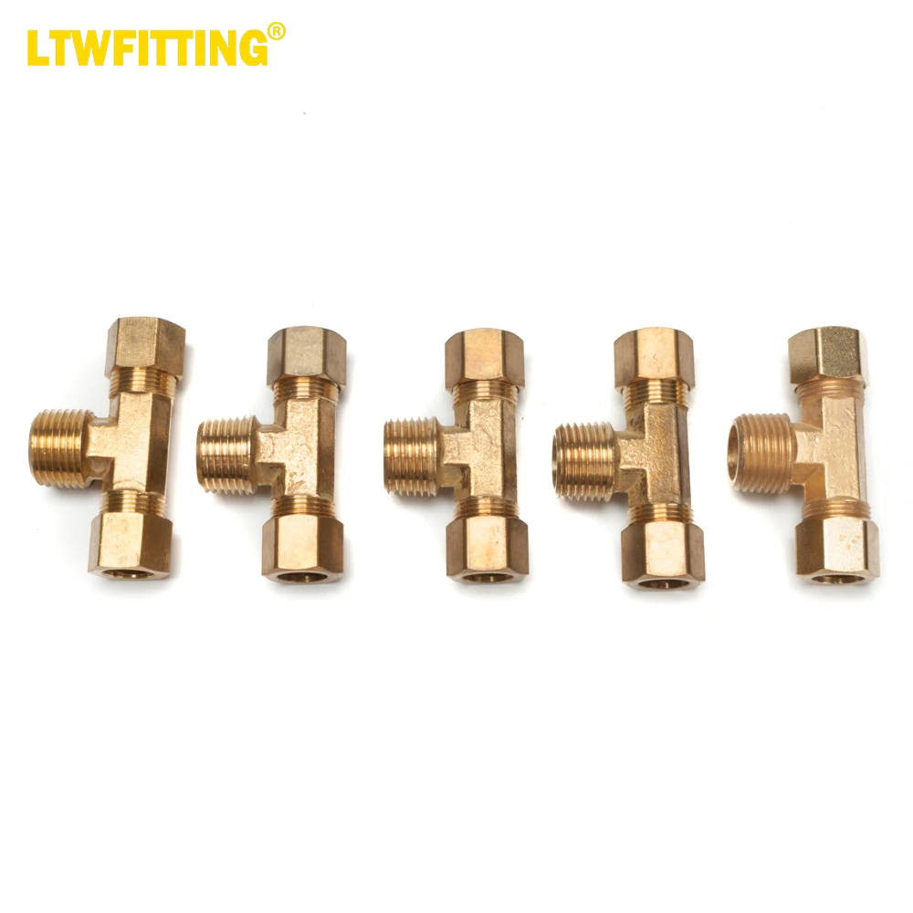 

LTWFITTING Brass 1/2-Inch OD x 1/2-Inch OD x 1/2-Inch Male NPT Compression Branch Tee Fitting(Pack of 5)