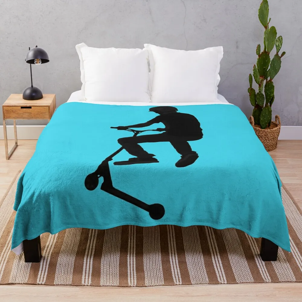 

The Landing - Stunt Scooter Throw Blanket Softest Blanket Flannel Blanket Beautiful Blankets