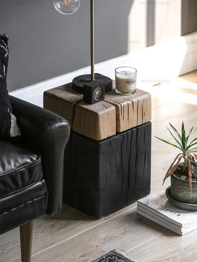 Japanese Retro Style Living Room Wooden Side Table Light Luxury Style Furniture tea table Bedroom Bedside Table Customized Size