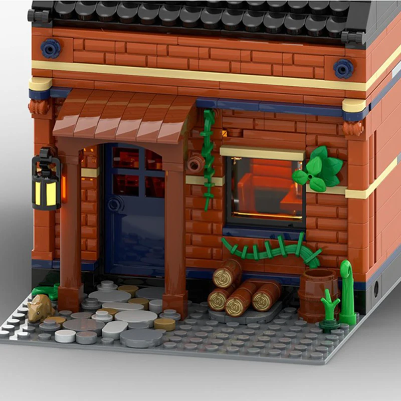 Série de arquitetura modular medieval, casa do trabalhador, montagem de bloco de construção moc, modelo de tecnologia, brinquedos de tijolos, presentes de aniversário