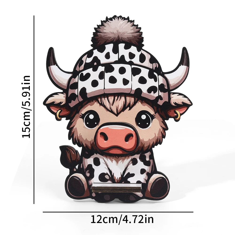 3D Cute Animal Glasses Frame Creative Cartoon Cow Glasses Frame Sunglasses Display Stand Hand Carved Home Wooden Decoration