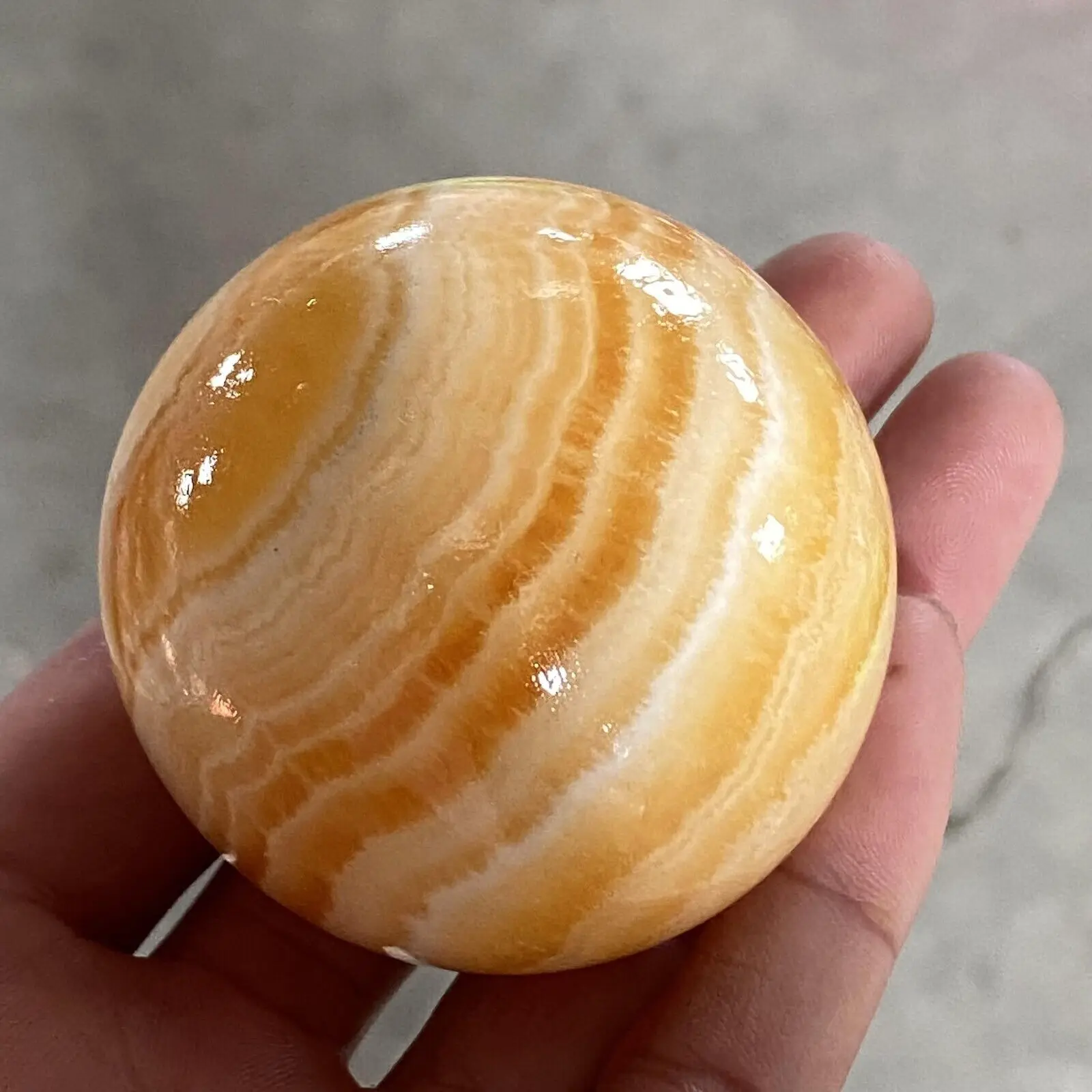 

Natural Yellow Calcite Orange Quartz Sphere Crystal Ball Healing Reiki