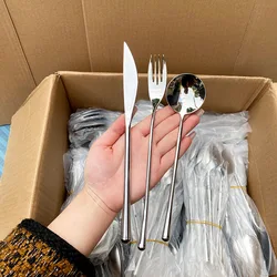 cutlery set luxury Spoon Fork Knives Dinnerware stainless steel Quality Tableware dinner sets luxury dinner sets silver