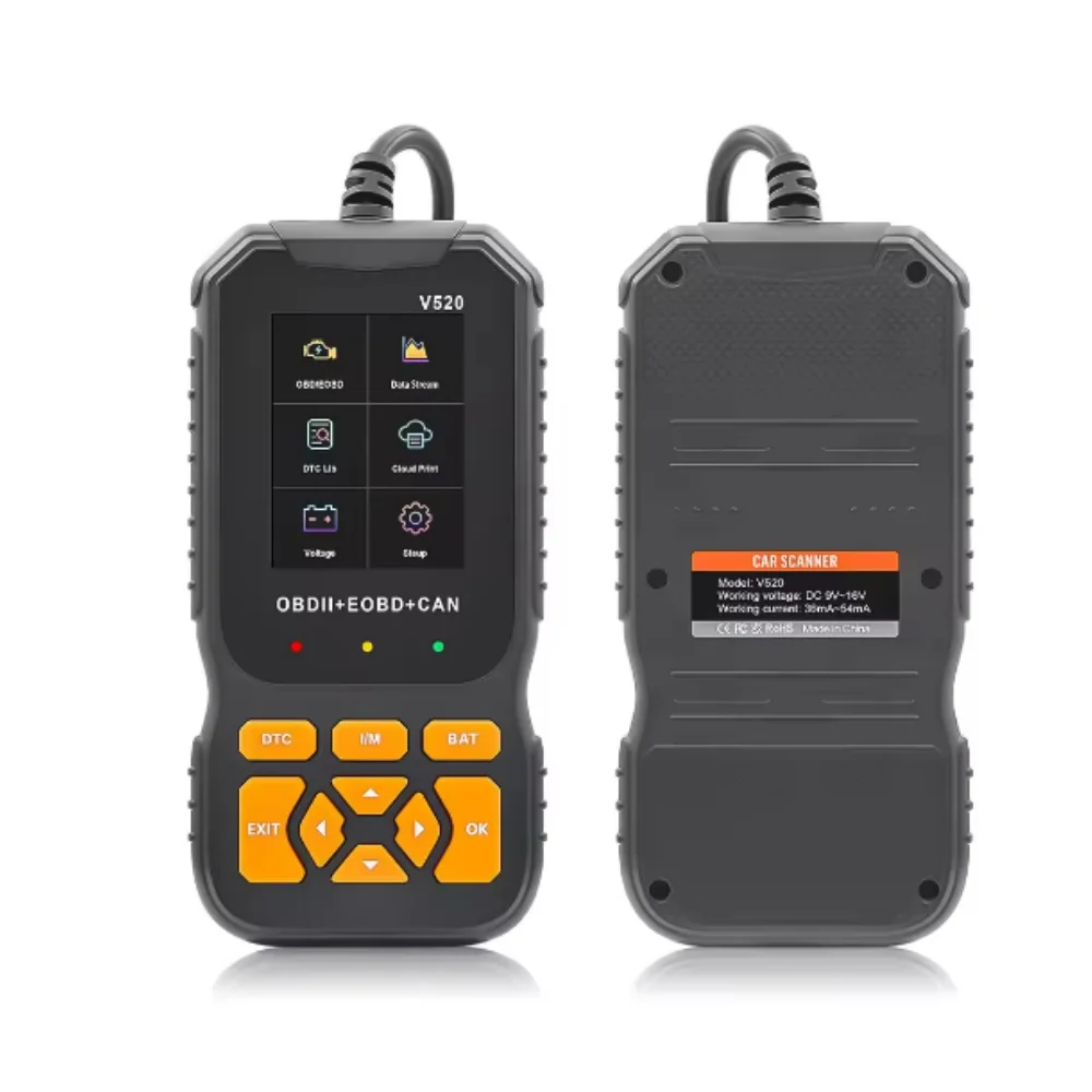 العالمي V520 Obd2 الماسح الضوئي التشخيص محرك السيارات تحقق خطأ خطأ واضح تيار البيانات جهاز اختبار بطارية قارئ الرمز #2