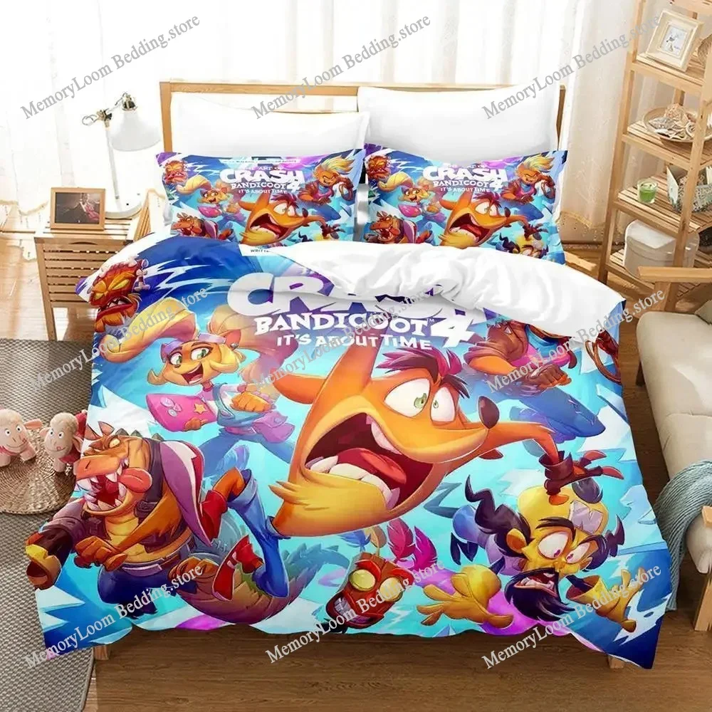 Crash Bandicoot Bedding Set Single Twin Full Queen King Size Bed Set Adult Kid Bedroom Duvet Cover Sets 3D Anime Bed Sheet Set