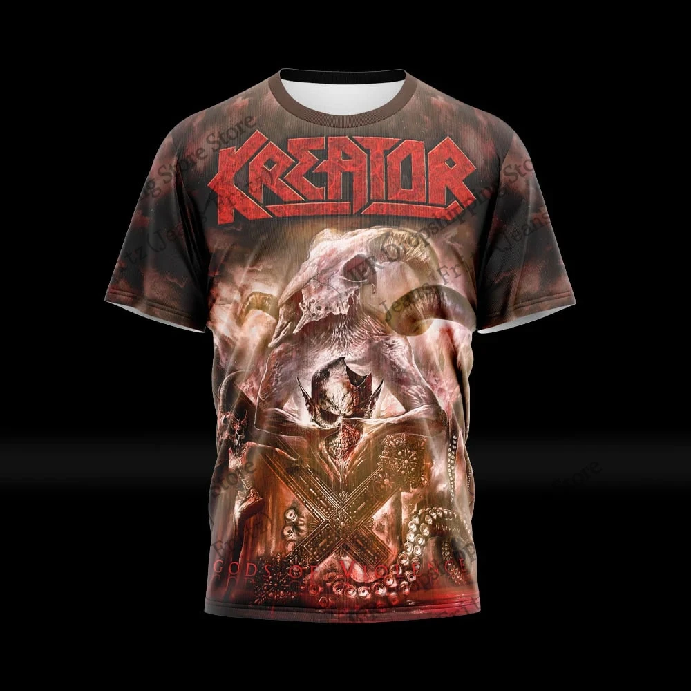 Popular Rock Kreator Band 3d Print T-shirt Men Women Fashion Sports Short Sleeve Tops Tees Hip Hop Trend Loose Man Clothing