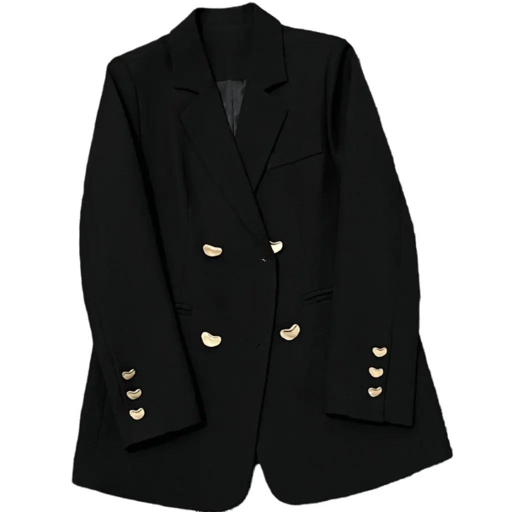 

Women's Black Slim Fit Suit Jacket Versatile Korean Style Casual Streetwear Luxury Accessible Spring Fall New Collection