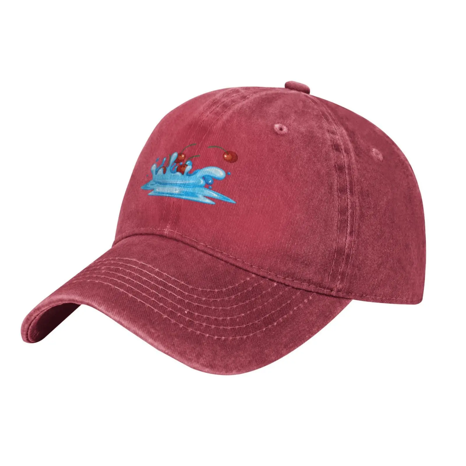 Water Splash Cherry Fruit Baseball Cap for Men Women Vintage Trucker Hat Golf Hats Dad Hat