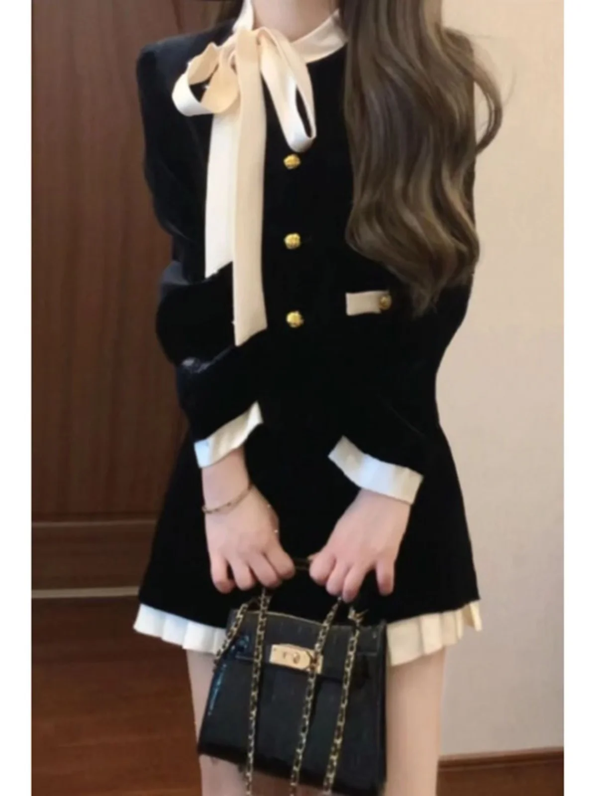 

Velvet Two-Piece Set Small Dress Elegant Rich Girl Style Complete Outfit Early Spring Super Beautiful Fashionable Women's Set