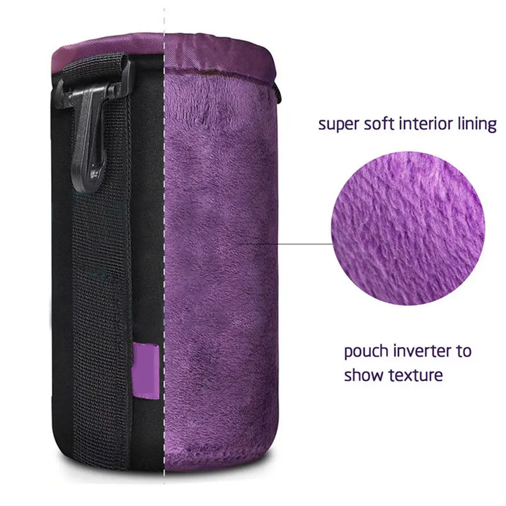 4Pcs Camera Liner Bag Protective Thickened Portable Dustproof Drawstring Inner Bag for Travel Business S M L Xl Purple