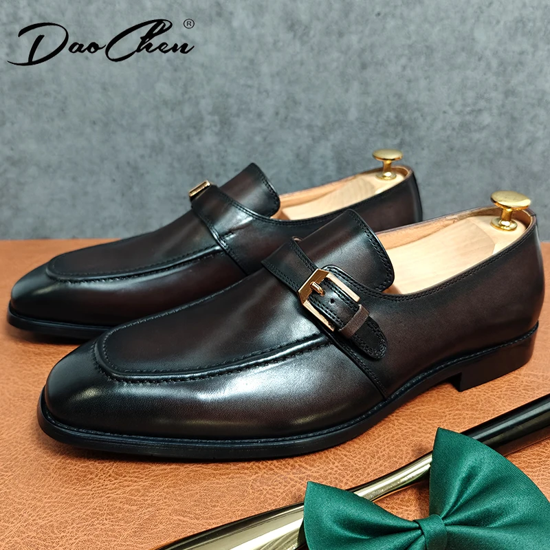 Luxury Brand Mens Dress Shoes Black Brown Genuine Leather Casual Loafers Street Fashion Party Wedding Driving Shoes For Men