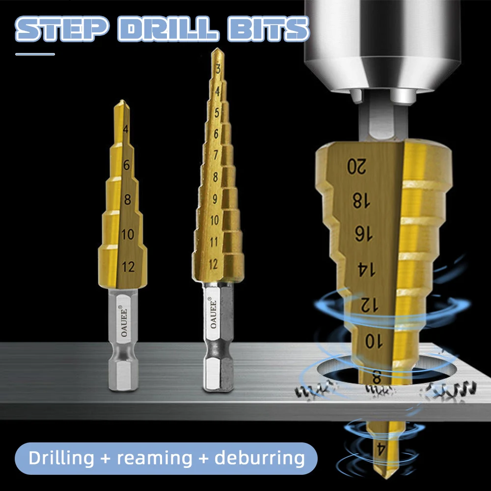 HSS Straight Groove Step Drill Bit Titanium Coated Drill for Metal Hole Cutter Core Drilling High Speed Tools Steel Wood 4-22mm