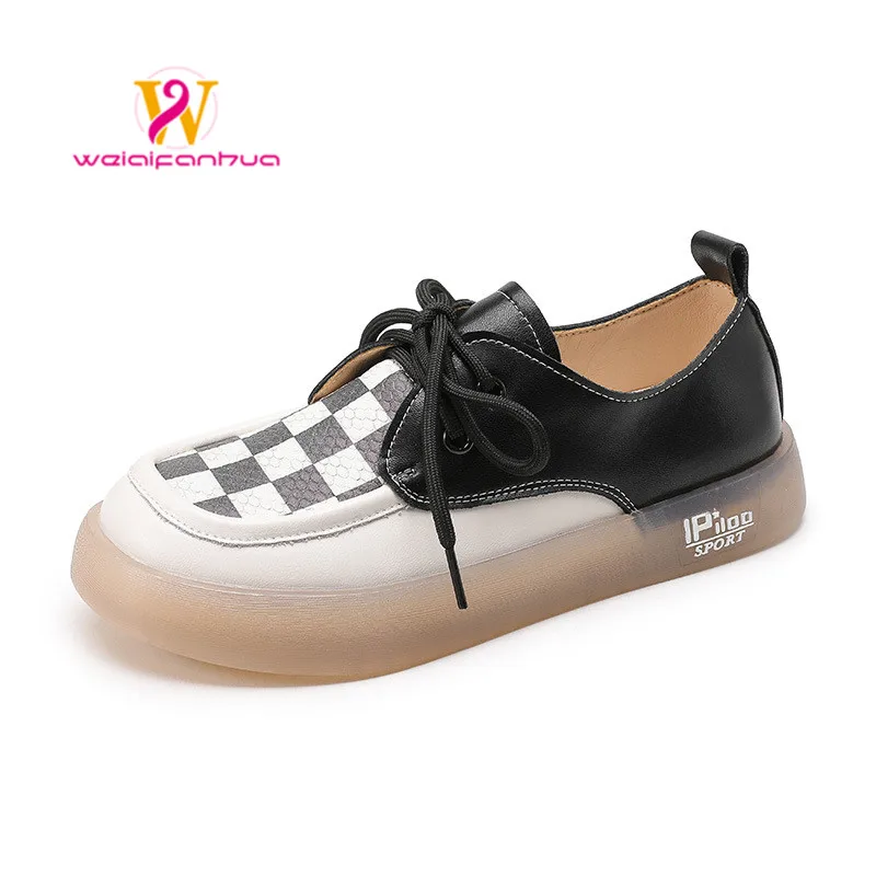 

Women's Single Shoes Leather Flat Bottom Spring 2023 New Casual Versatile Non-slip Single Shoes Female Student Women's Shoes