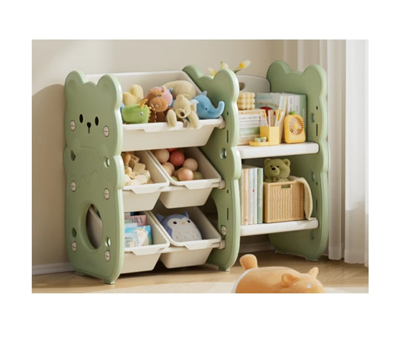 Indoor Kids Furniture Storage Cabinet Toys Organizer Bookshelf Wardrobe For Babies Toddlers Plastic Material For School