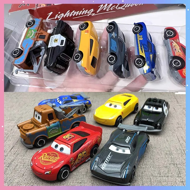 

6 шт./компл. фигурка Молния Маккуин, игрушка Дисней, аниме, мультфильм, милая модель автомобиля, игрушка Kawaii, декор для стола, коллекция, подарок на день рождения