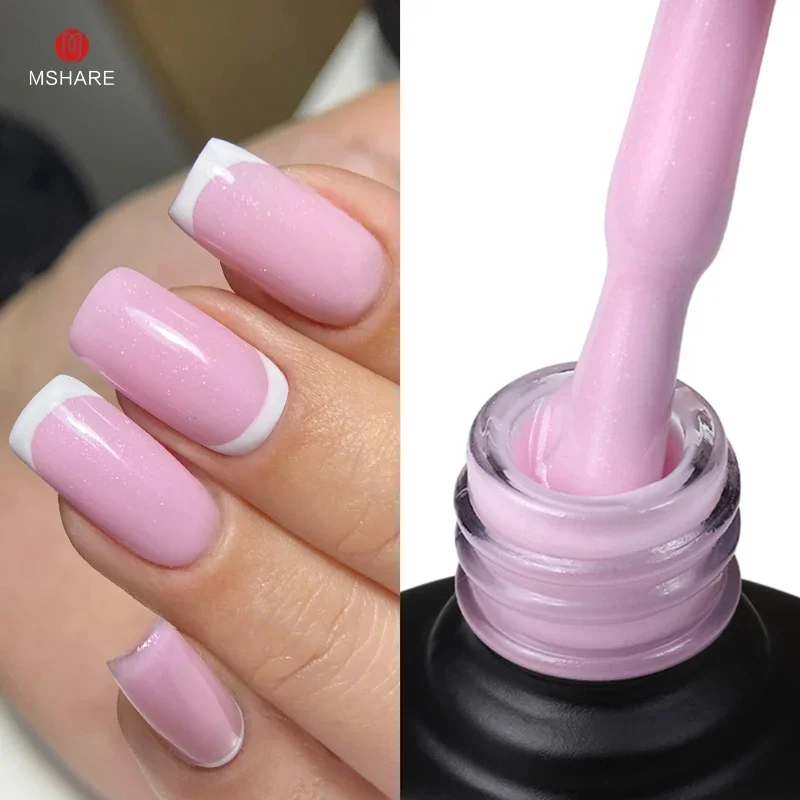 MSHARE Milk Milky White Base Gel Polish Camouflage Color Rubber Base Nail Base Coat 10 ml