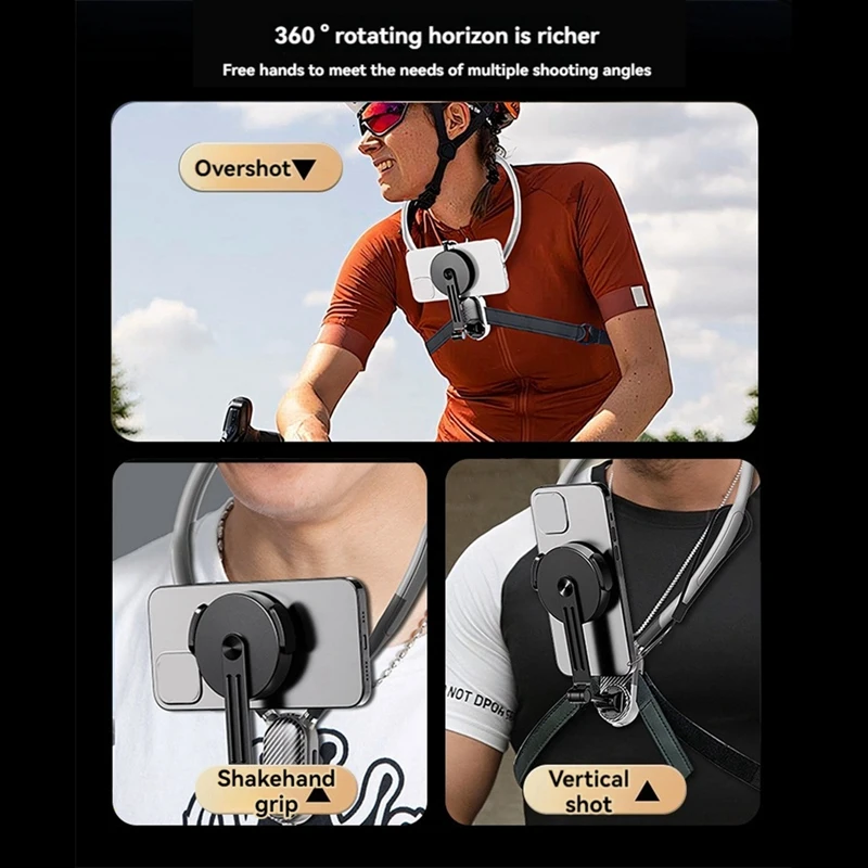 Silicone Magnetic Neck Mount Quick Release Hold POV Perspective Bracket For Cell Phone Action Camera Live Riding