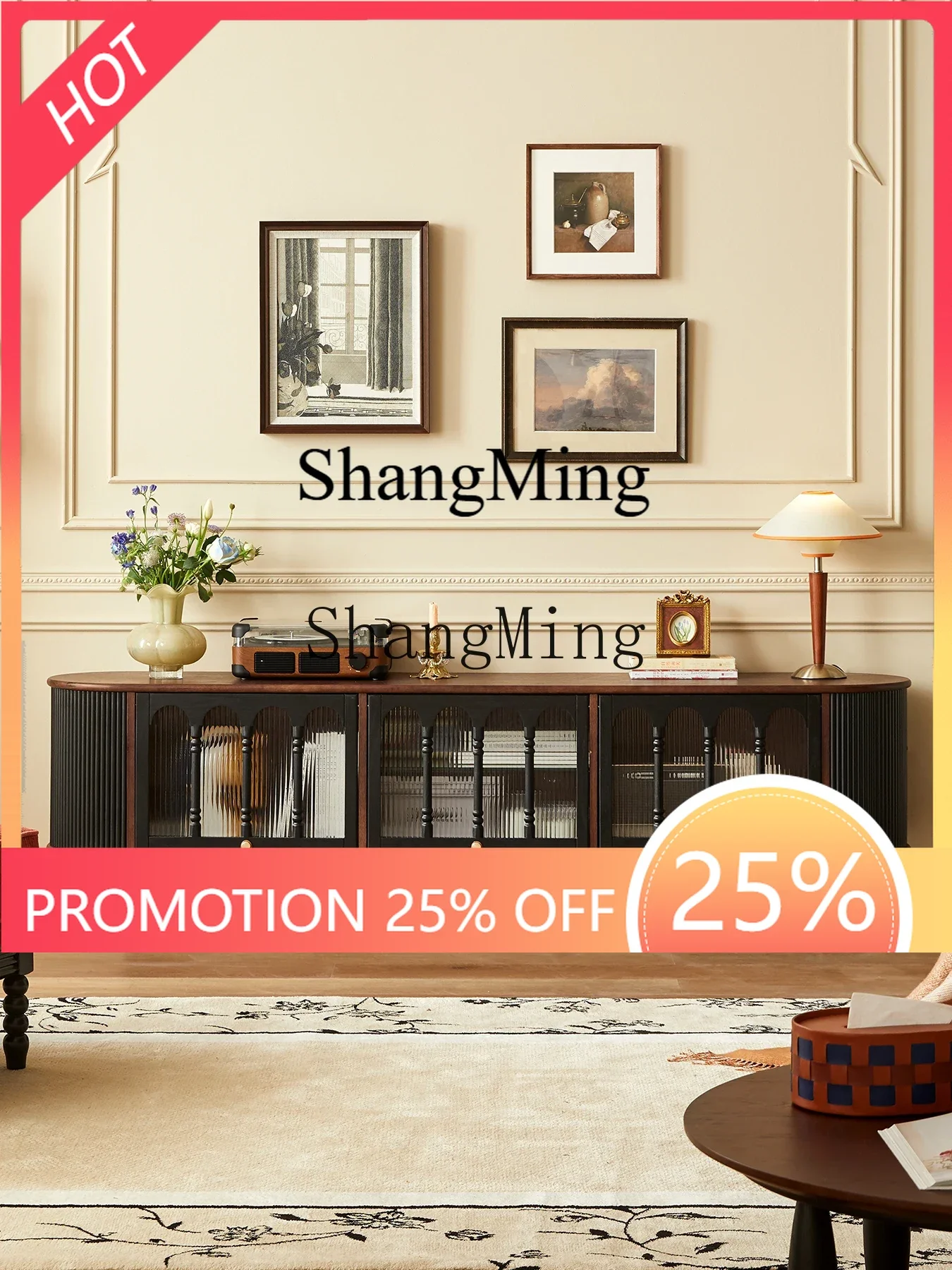 

ZYY Home High-Value Solid Wood TV cabinet, living room and home antique style storage storage integrated