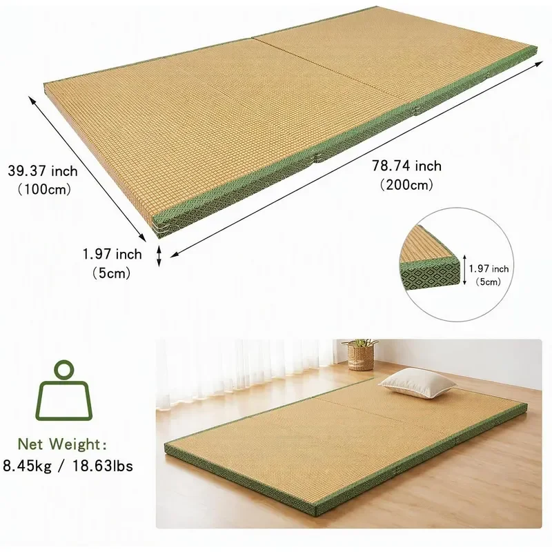 Tatami Mattress Natural Coconut Fiber Foldable Mattress Ergonomic Floor Mat Tatami Sofa Bed Breathable Meditation Mat for