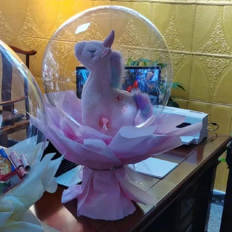 3pcs Wide Neck Bubble Balloon Transparent Clear Giant Pre-Stretched Bobo Ballon Stuffed Animals Party Supplies Decorations