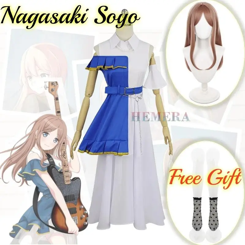 Nagasaki Soyo Anime Game BanG Dream CRYCHIC MyGO Cosplay Costume Women Clothes And Wig Free Gift Cosplay Band Bass Player Set