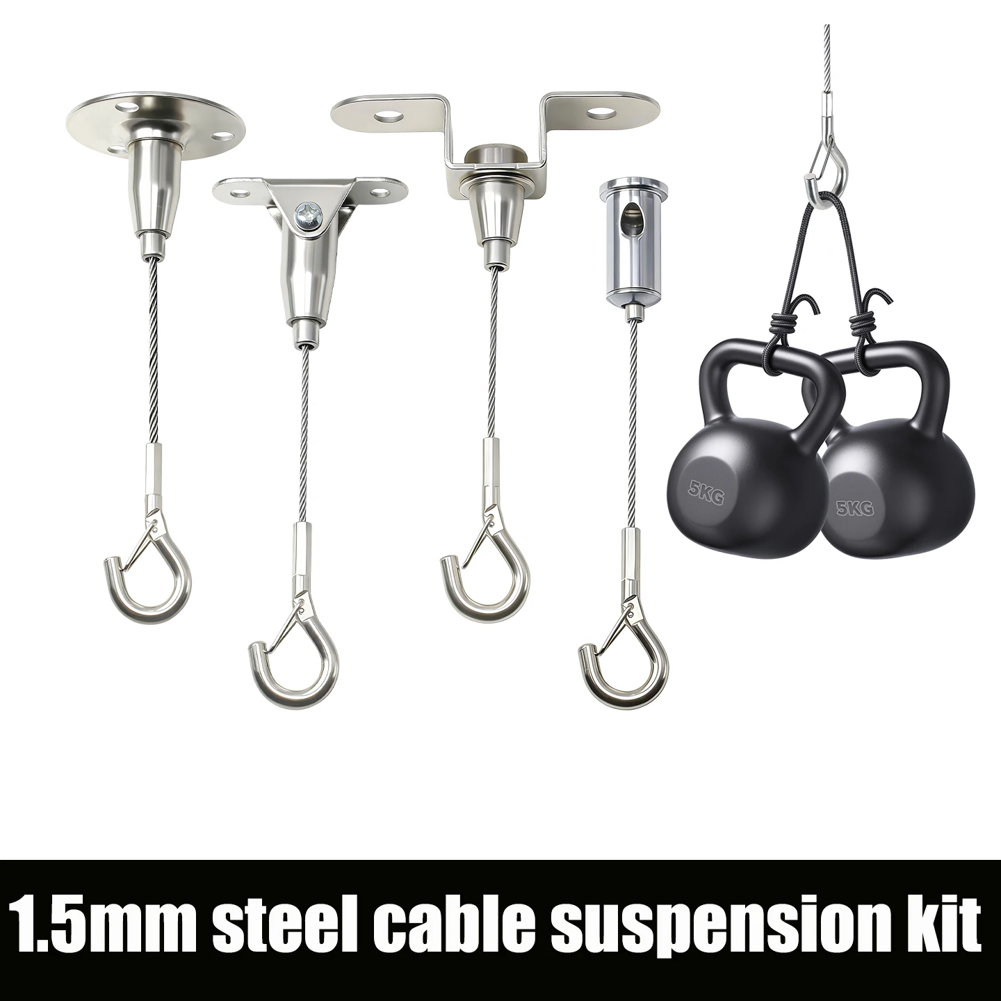 Picture 3: Stainless Steel Cable Sling, Adjustable Steel Wire Rope, 180 Degree Adjustable Suspension for Hanging Various Items