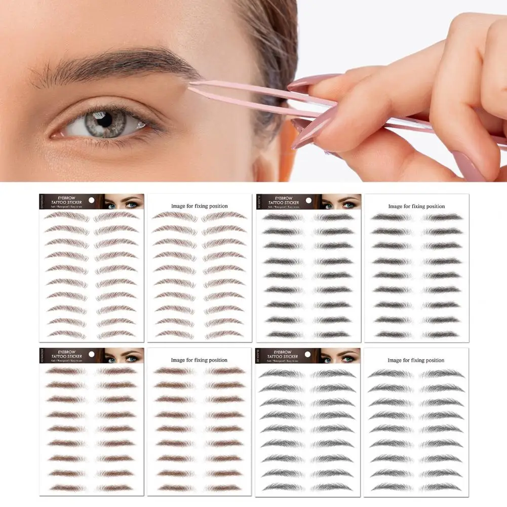 2 fogli Toppe per sopracciglia Adesivi per tatuaggi per sopracciglia impermeabili Sopracciglia finte naturali simili a capelli Accessori per il trucco per donne e ragazze