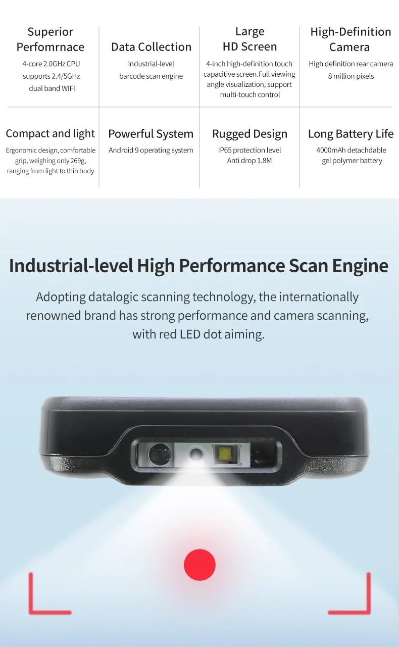 MC40-8768 IP65 robuster PDA-Barcode-Scanner, mobiler Android-Handheld-PDA, industrielles Niveau für die Datenerfassung, NFC-RFID-Lesegerät