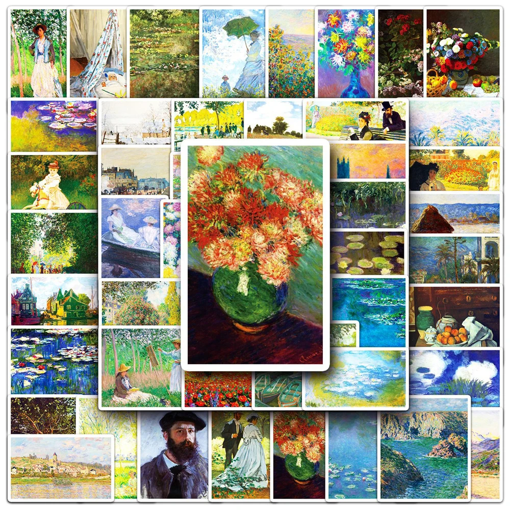 10/30/50PCS Artist Oil Painting Monet Art Stickers Cartoon Decal Scrapbook Laptop Phone Luggage Car Waterproof Sticker Kid Toy