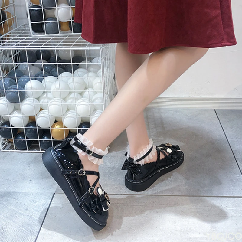 2022 New Women\'s Mary Jane Shoes Fashion Autumn Bow-knot Buckle Women Shoes Japanese Student Uniform Lolita Round Toe Flat Shoes