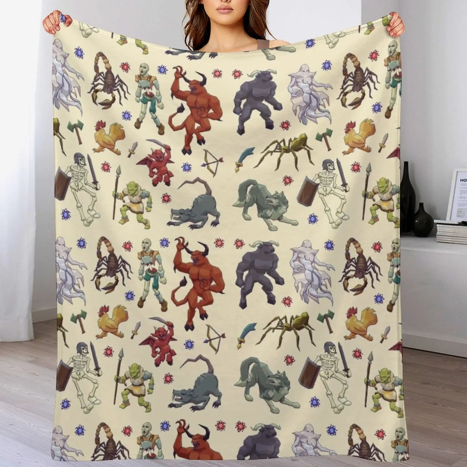 

Old School Runescape Monsters Throw Blanket Sofa Single Winter beds Travel Blankets