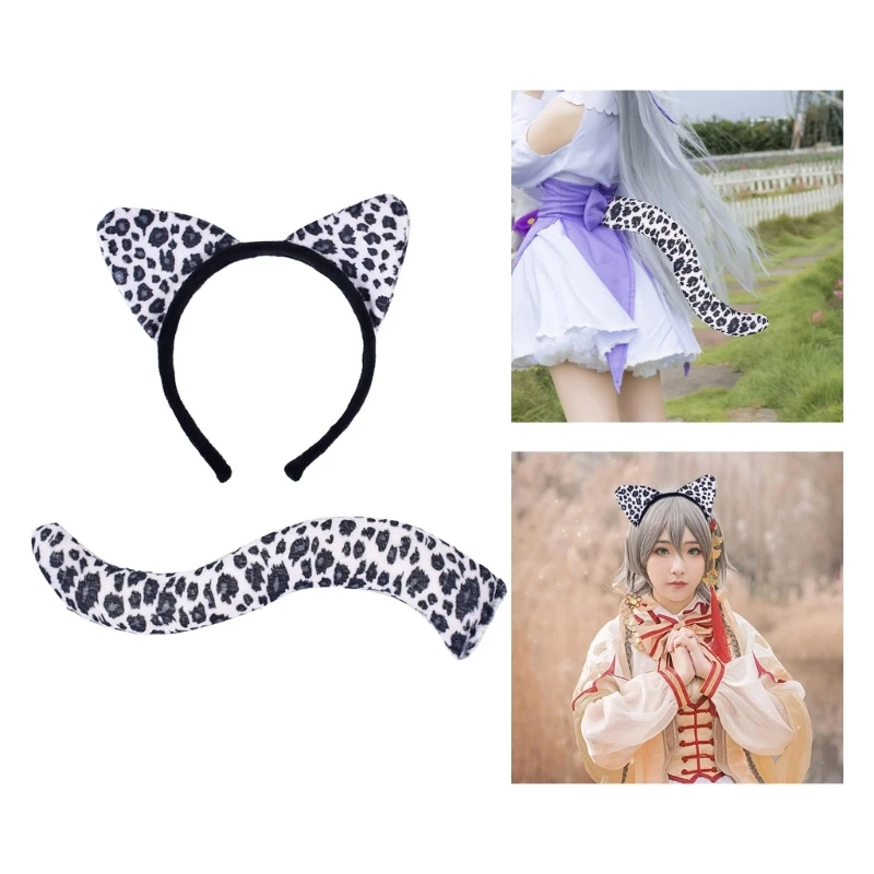 Halloween Animal Costume Set Zebras/Giraffe/Leopard/Cow Ears Headband Tail Set