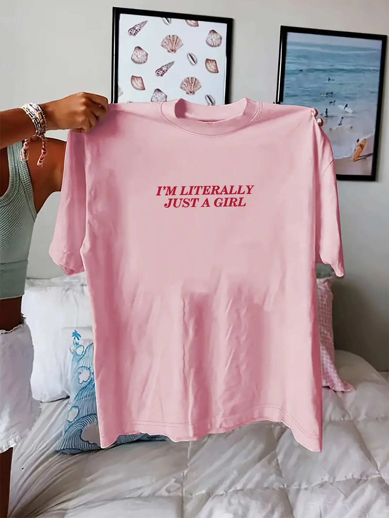 I'm Literally Just A Girl Hot Selling Summer Short Sleeved T-shirt with Fashionable Women's Print