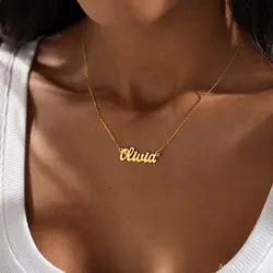 IcftZwe Nome Personalizzato Collana Per Le Donne In Acciaio Inox Fashion Girocollo in Oro Catena di Gioielli Personalizzati Regalo Della Ragazza Collane BFF