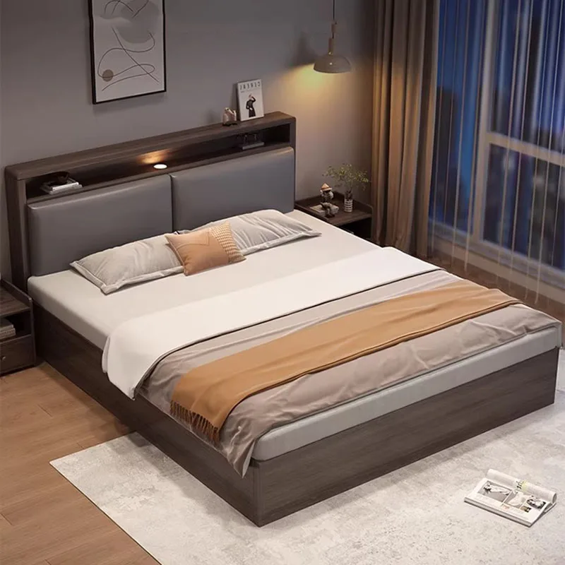 

Sleeping Safe Bed Double European Wooden Design Space Saving Modern Bed Simple Safe Letto Matrimoniale Lounge Suite Furniture