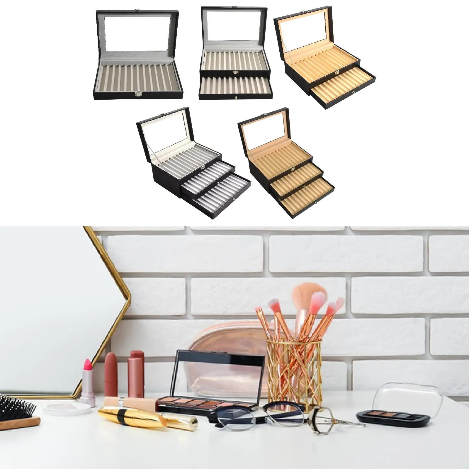 

Pen Display Box Multifunctional Portable Container with Clear Lid Collector Display Case for Gift Home Shop Bedroom Birthday