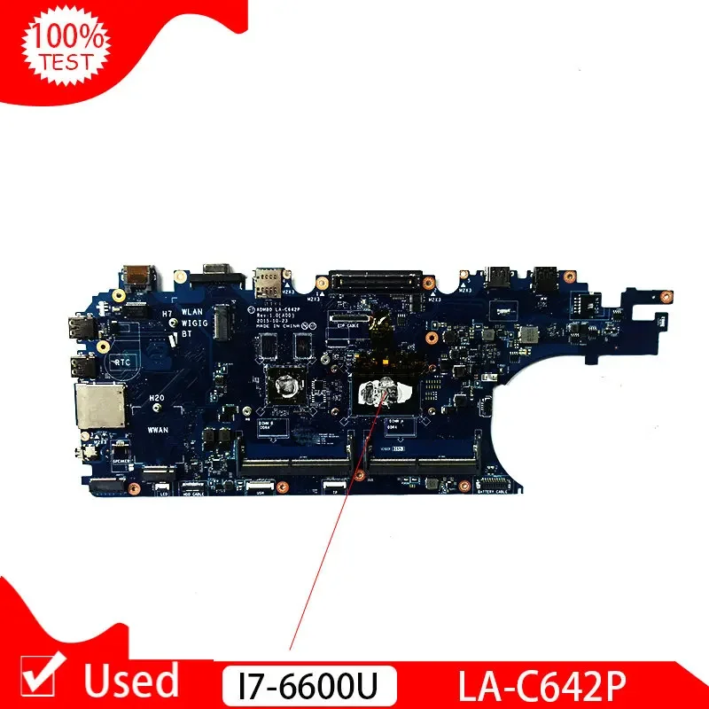 Used ADM80 LA-C642P CN-0J1PDD 0J1PDD J1PDD For DELL Latitude E5570 5570 Laptop Motherboard SR2F1 I7-6600U I7 CPU