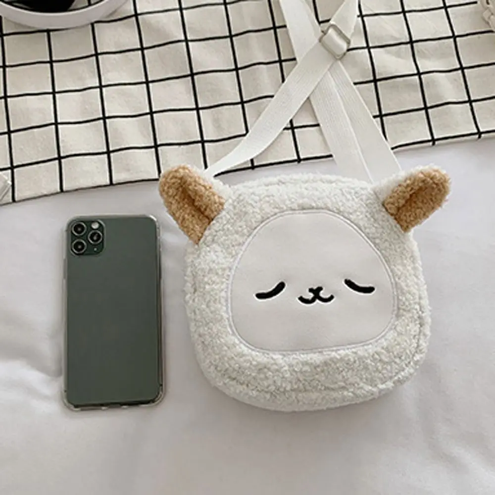 Mini bolso de mano con cremallera de dibujos animados de gato para exteriores, bolso de hombro informal, bolso de mensajero cruzado de felpa para mujer