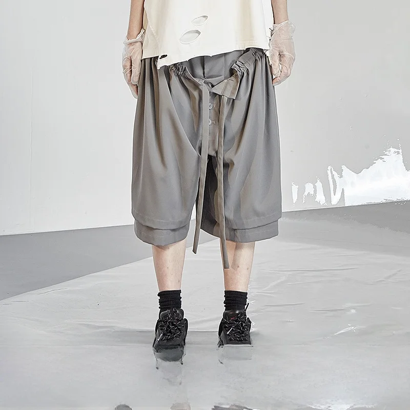 

ay Свободные повседневные тонкие брюки с пятью точками, мужские и женские летние рта, искусственные двухсекционные легкие дышащие модные брюки