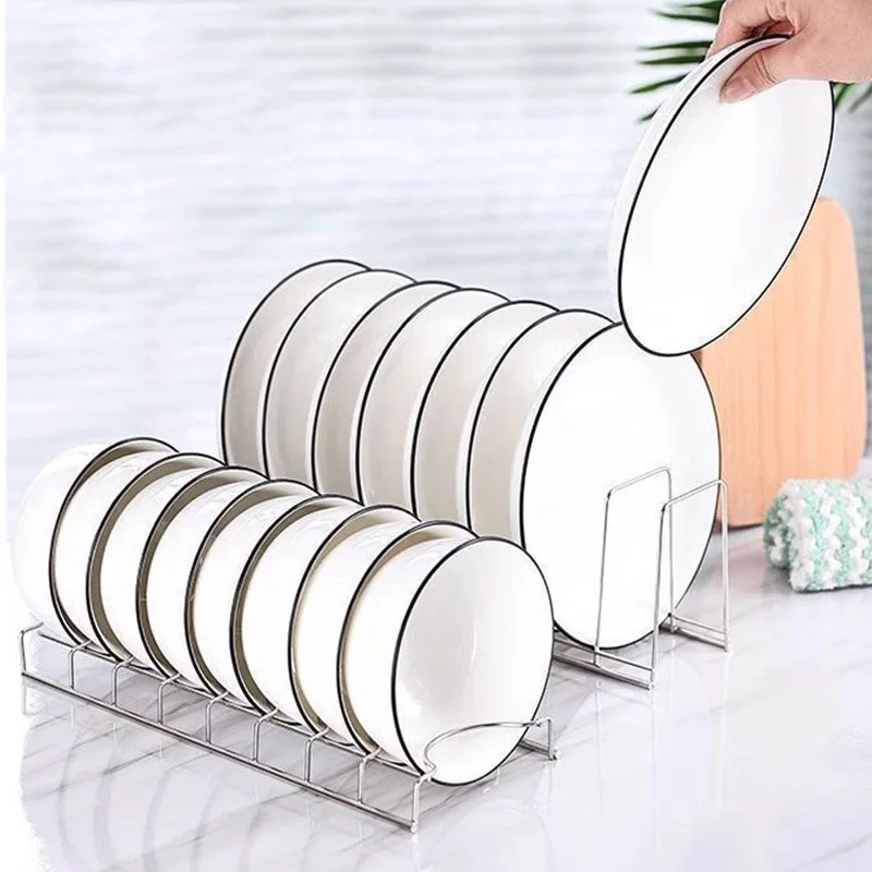 

1pc Stainless Steel Dish Rack Plate Dish Utensils Draining Drying Rack Multi-Purpose Household Storage Rack Kitchen Accessories