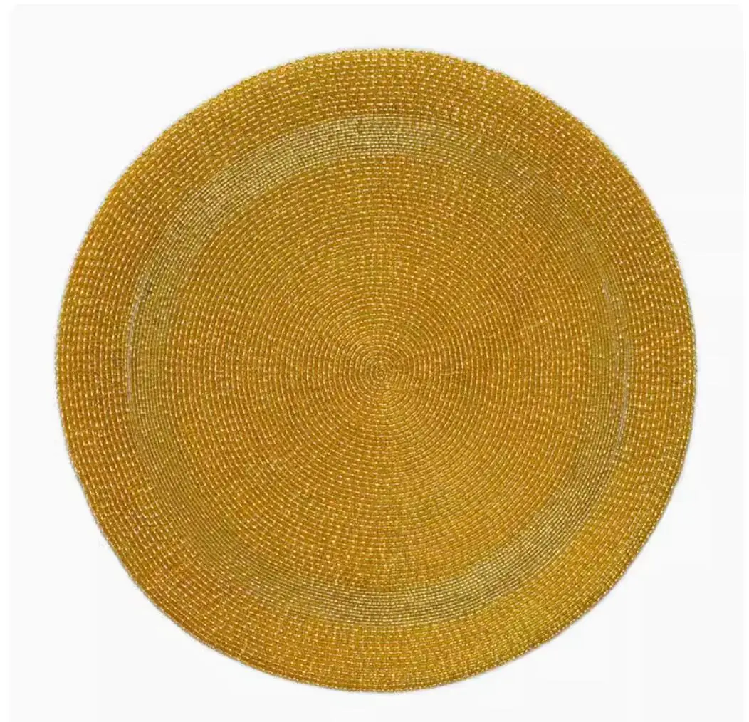 Imagem -04 - Handmade Gold Beauty Luxury Place Mat Esteira de Tabela Tampa Grânulo Laranja Casa Mesa Costura 35cm Mf878