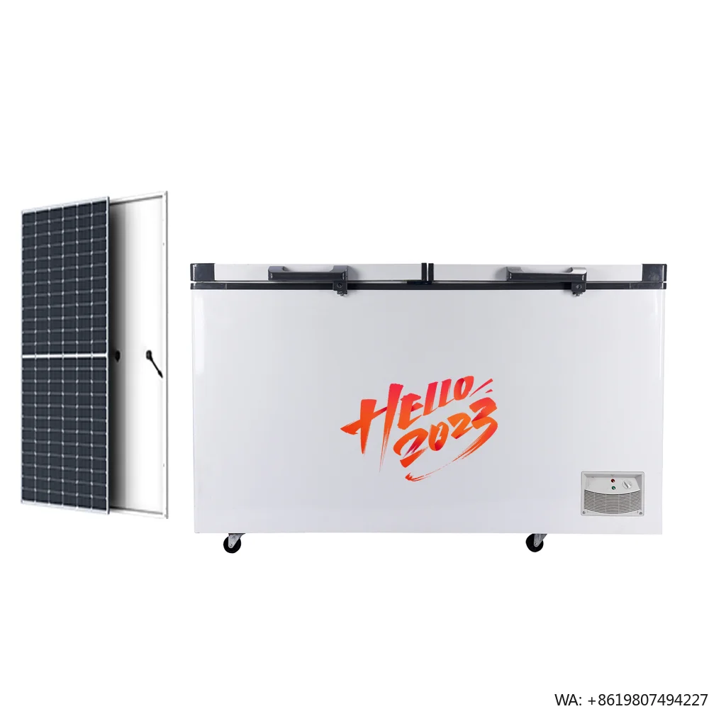 Congelador Solar Transtec/Eco Green/OEM de 508L, 24V, Acero Inoxidable, Uso Doméstico y Hotelero, Doble Puerta Superior Abatible, Bajo Consumo Energético