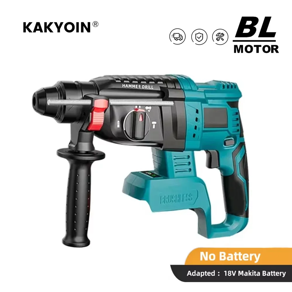 

3200W 26MM Brushless Electric Hammer Drill Multifunctional Rotary Cordless Rechargeable Power Tools For Makita 18V Battery