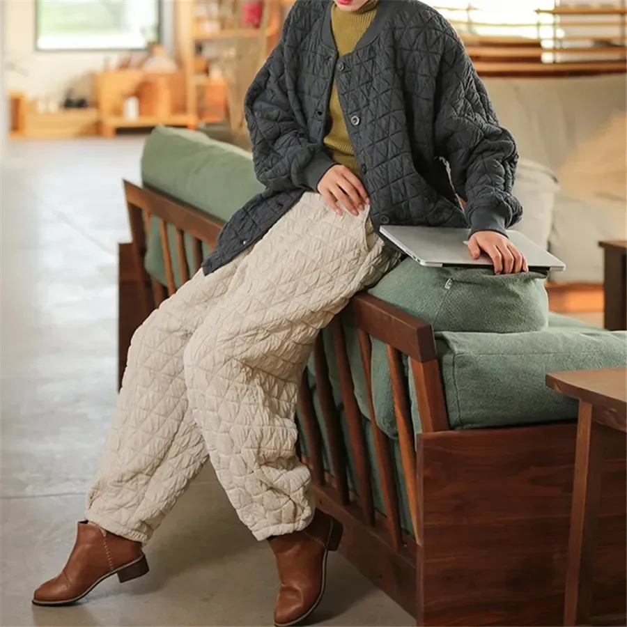 Thicken Warm Quilted Cotton Bloomers Pants Casual Winter Womens Pantalones High Waist 5xl Harem Joggers