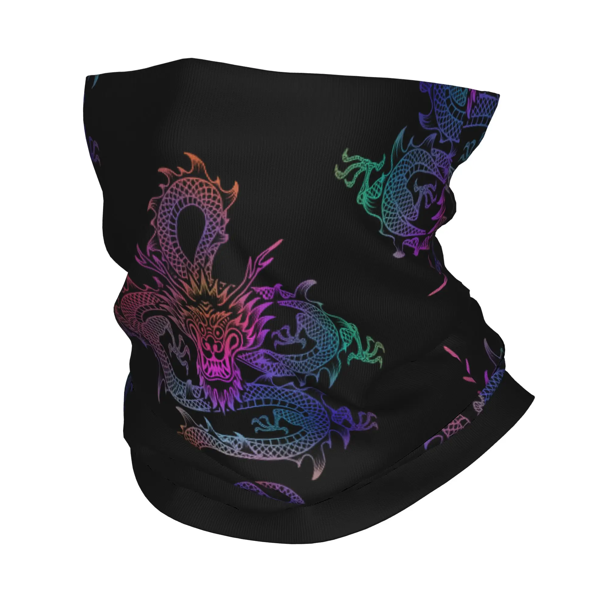 Custom Chinese Dragon Totem Winter Headband Neck Warmer Women Men Hiking Camping Tube Scarf Tradition Asian Mythology Face