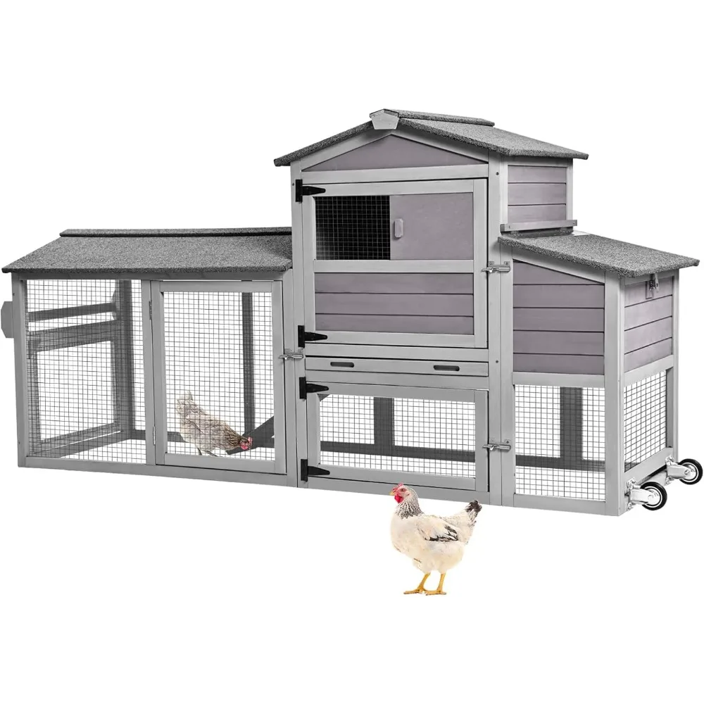 

Chicken Coop Large Hen House, with Wheels and Nesting Box for 2-4 Chickens 80.6" L