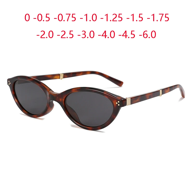 Leopard Frame Cat Eye Miopia Sonnenbrille für Damen, faltbar, UV400, blendfrei, Kurzsichtigkeit, verschreibungspflichtige Sonnenbrille, 0 -0,5 -0,75 bis -5